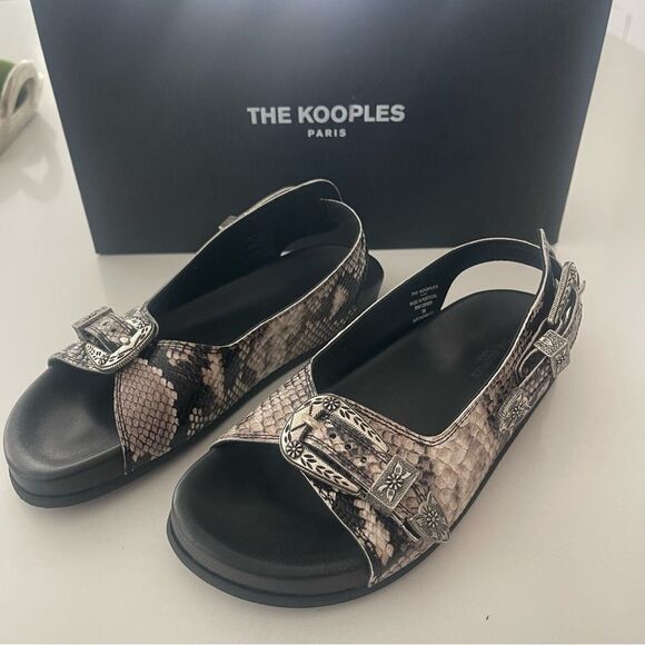 THE KOOPLES SNAKE PRINT BUCKLE LEATHER SLIDE SANDAL NIB 36 - Picture 8 of 12